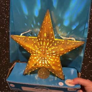 Gold glitter light up tree star
